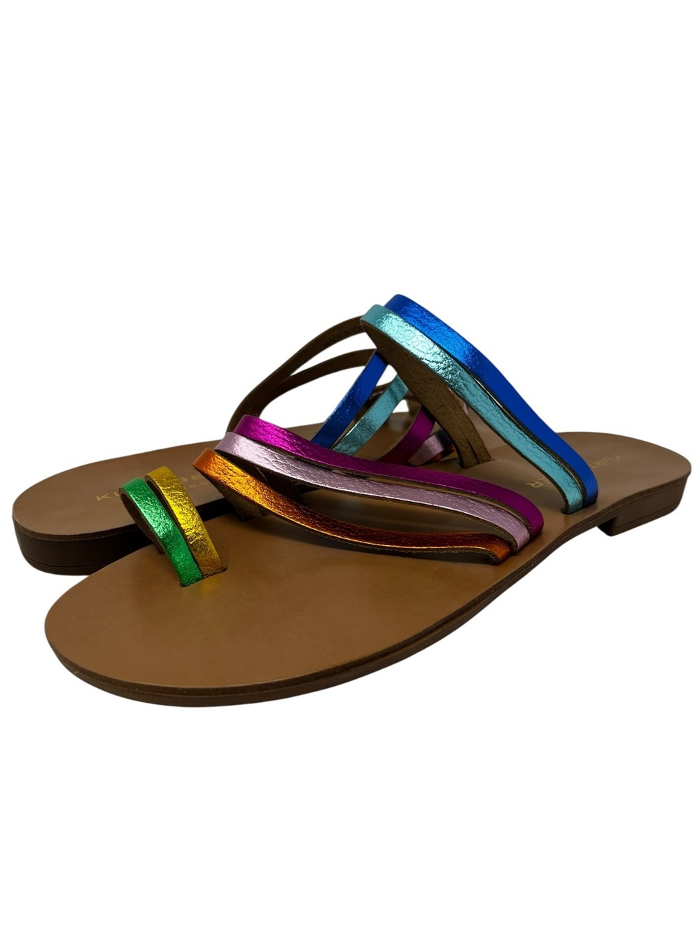 Kurt Geiger Metallic Rainbow Multi-Strap Toe-Loop Sandals